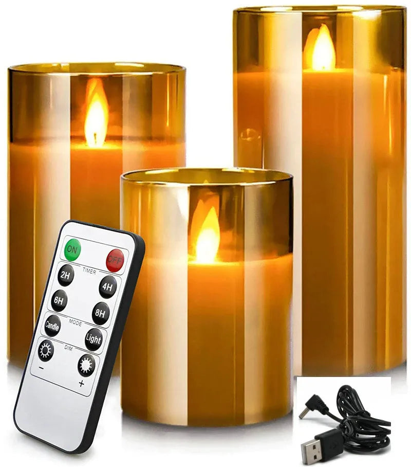 USB Rechargeable LED Pillar Candles